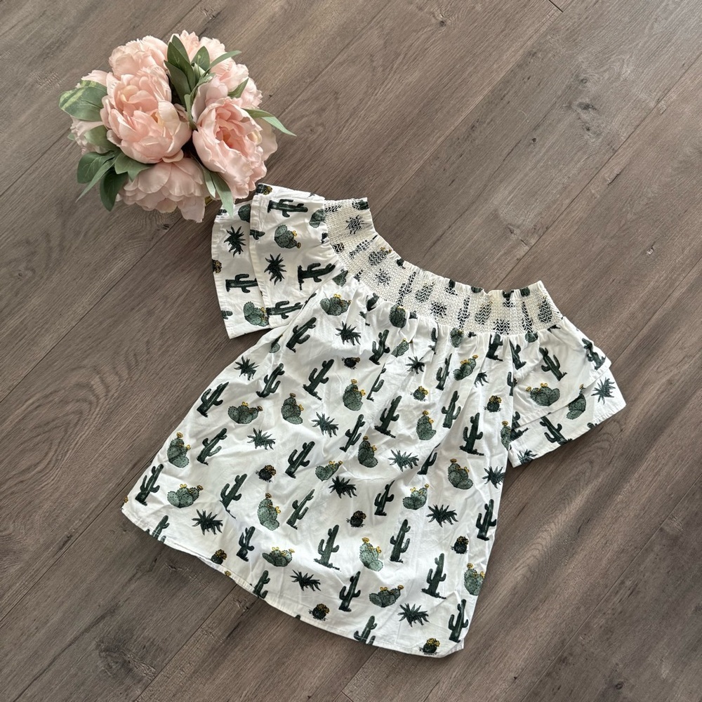 New‎ Francesca's Blue Rain Cactus Off shoulder Blouse